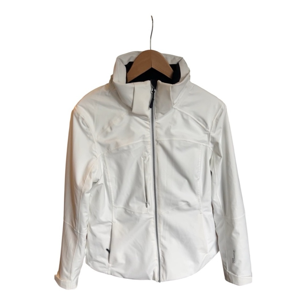 Sunice Stormpack White Softshell Jacket High Collar Thumbholes Women’s Size M
